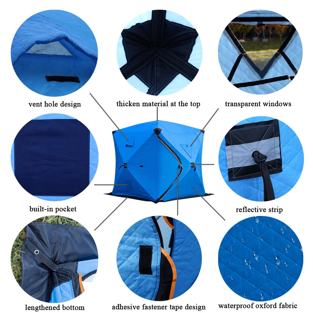 Easy Set-up Winter Fishing Tent Ice Fishing Tent Portable Ice Fishing Shelter Waterproof & Windproof Winter Fishing Equipment