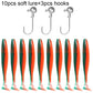 10PCS Soft Lure 5.5cm 7cm 10cm T Tail Worm 3PCS Jigging Head Hook 3g 5g 10g Metal Jig Carp Fishing Pesca Swimbait Gear Kit Bait