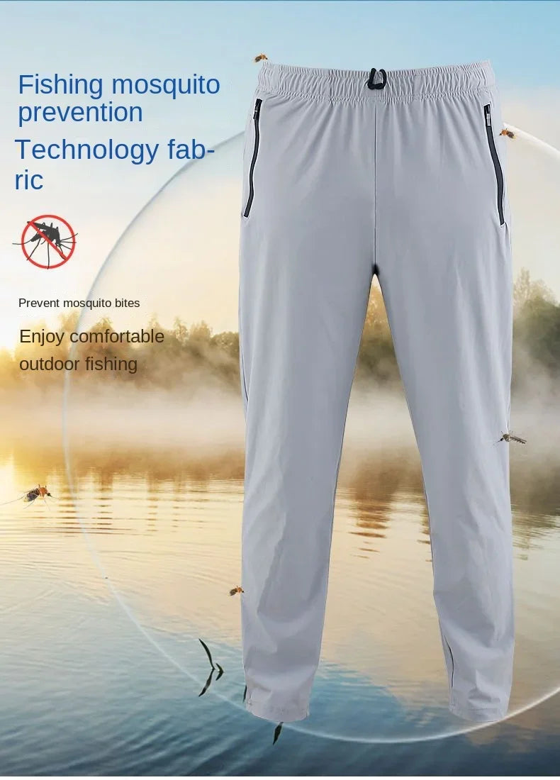 Ice Silk Fishing Pants, Cool Feeling Sweatpants, Outdoor Sunscreen, Quick Drying, Breathable, Anti-Mosquito Fishing Clothes