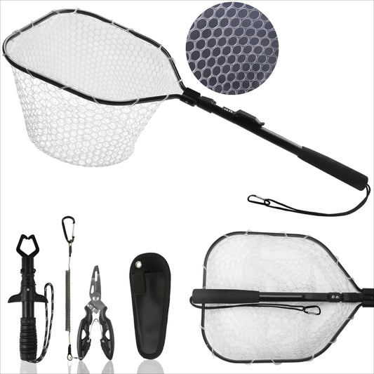 Fishing Tool Kit Fishing Net with Pliers Hook Remover Fish Gripper for Kayak Durable Foldable Fishing Tool Accessories Man Gifts