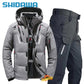 Men's Winter Fishing Suit, Goose Down Jacket+Tactical Pants Fishing Set, Warm Snow Skiing, Mountain Climbing, Hunting Sportswear