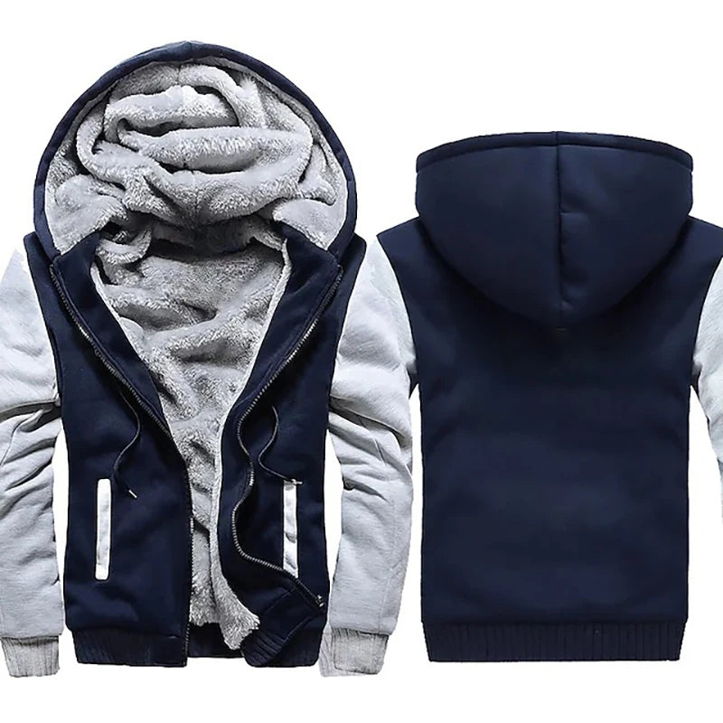 Winter Warm Sherpa Lined Coat for Men Heavyweight Plush Fleece Jackets Outwear Long Sleeve Zip Up Hoodie Sweatshirt Tops Outfits