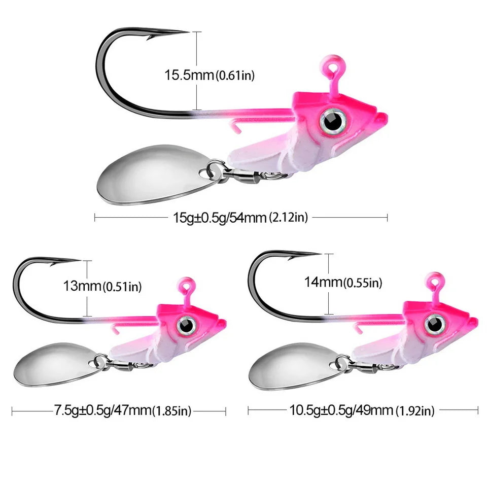 1pc Jig Head 7.5g 10.5g 15g Fishing Lures Sinking Rotating Sequin Metal Spoons Fishing Hooks Jigging Jigs Fishhook Baits Tackle