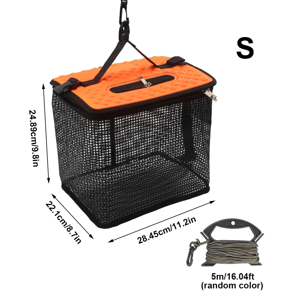 Floating Fish Basket Fish Basket for Caught Fish Foldable Fishing Holder Minnow Bucket Portable Collapsible Mesh Fishing Bait