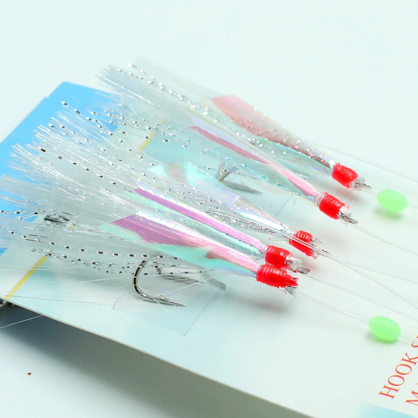 TAKBAS 1/3/5Packs Sabiki Rigs Saltwater, Fish Skin Mackerel Feathers Rigs, Sea Fishing Rigs with Luminous Beads Flasher Rig