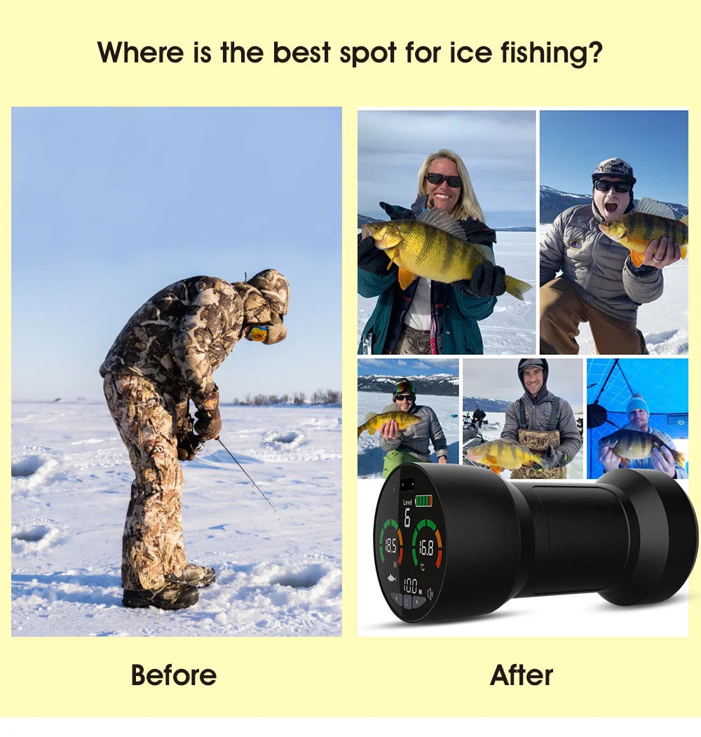 LUCKY FF202 Ice Fishing Finder Ice surface detection 328ft/100m Depth fishing tool Russia Manua and menu