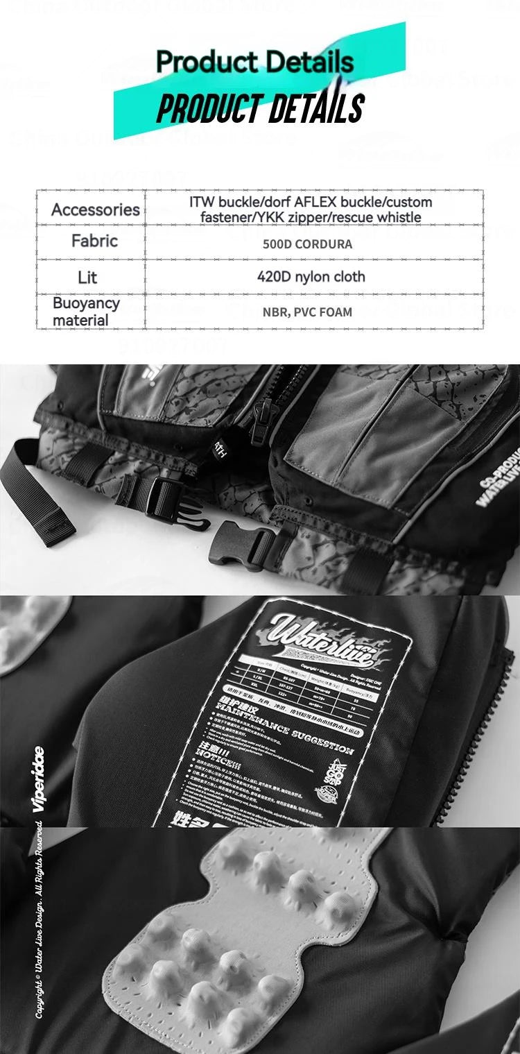 WATER LIVE Life Jacket Buoyancy Vest Safety for Water Sports Fishing Boating Drifting Swimming PVC Foam Chest Pack Adjustable