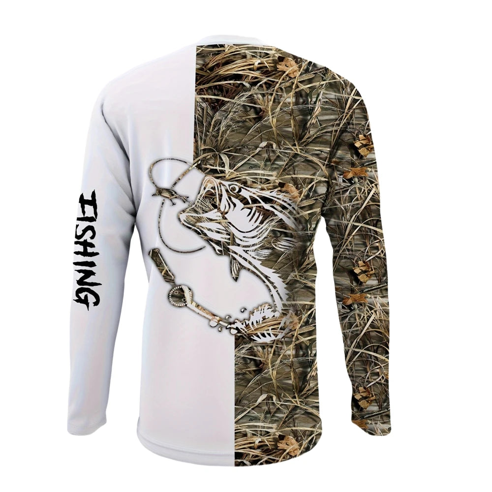 Fishing Shirts Men's T-Shirts Long Sleeve Mens Clothes Autumn Streetwear Crew Neck Pullovers Mens T Shirt Casual Men Clothing