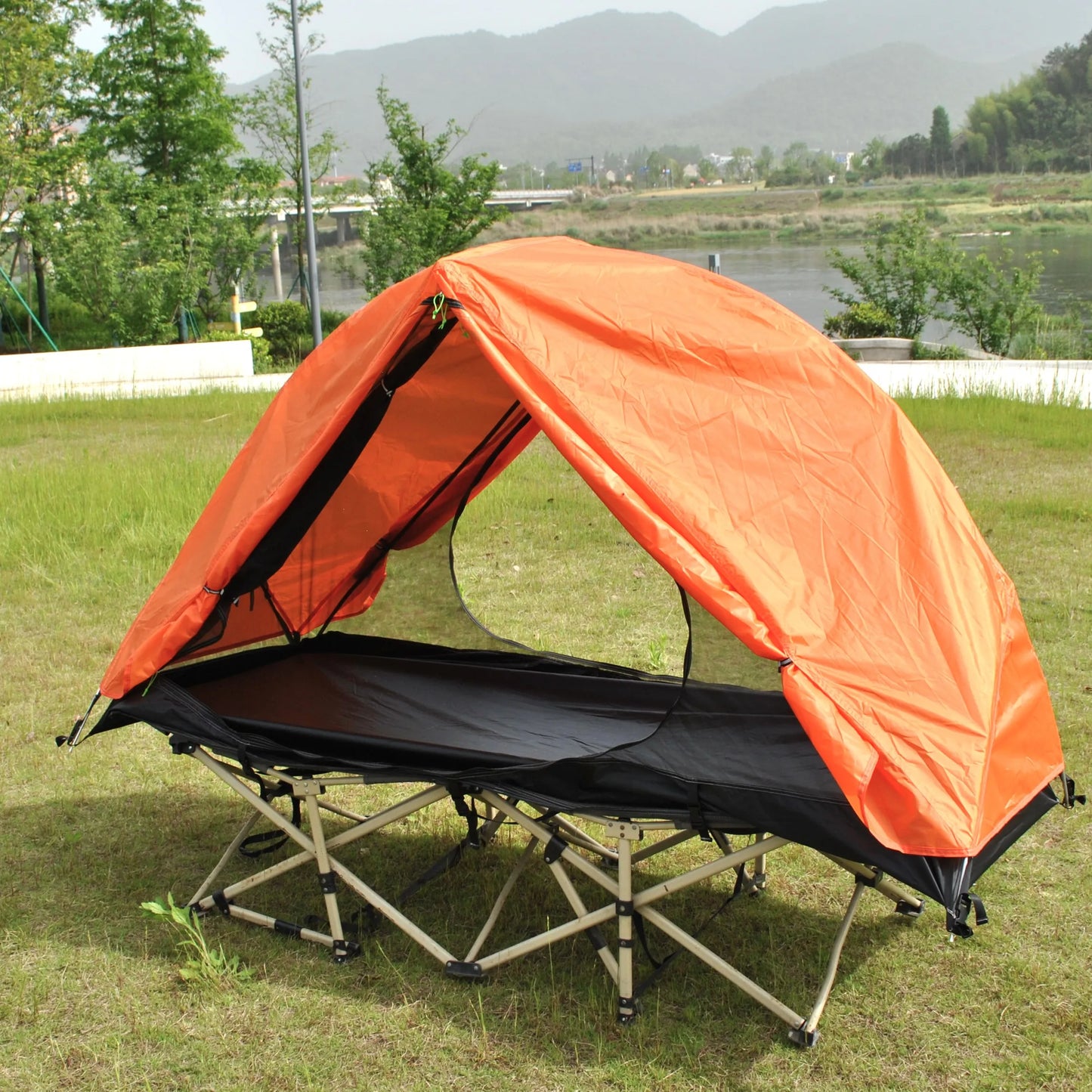 Waterproof and Windproof 1 Person Tent, Camping Tent,Aluminum Pole Backpacking Tent Can Be Cot Bed Tent Not Include the Bed