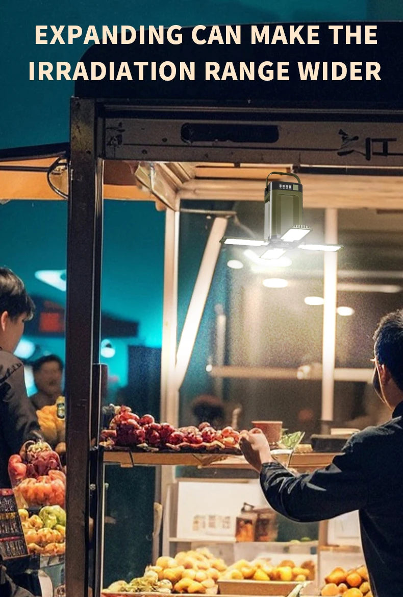 Solar Camping Light，USB/Solar Recharge Portable Lamp with 2000mAh Battery 6 Lighting Modes Outdoor Portable Hanging Tent Light