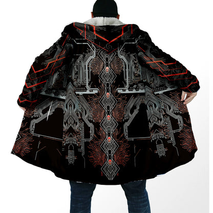 Winter Fashion Men's cloak Hippie Psychedelic Colorful Trippy 3D Printed Thick Fleece Hooded Cloak Unisex Warm Cape Coat DP103