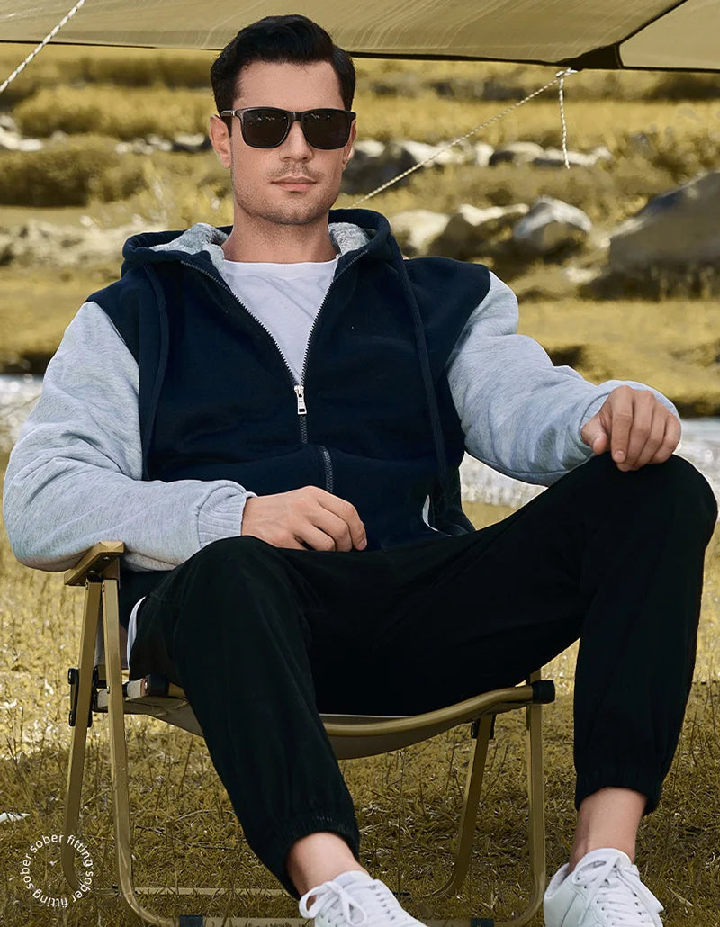 Winter Warm Sherpa Lined Coat for Men Heavyweight Plush Fleece Jackets Outwear Long Sleeve Zip Up Hoodie Sweatshirt Tops Outfits