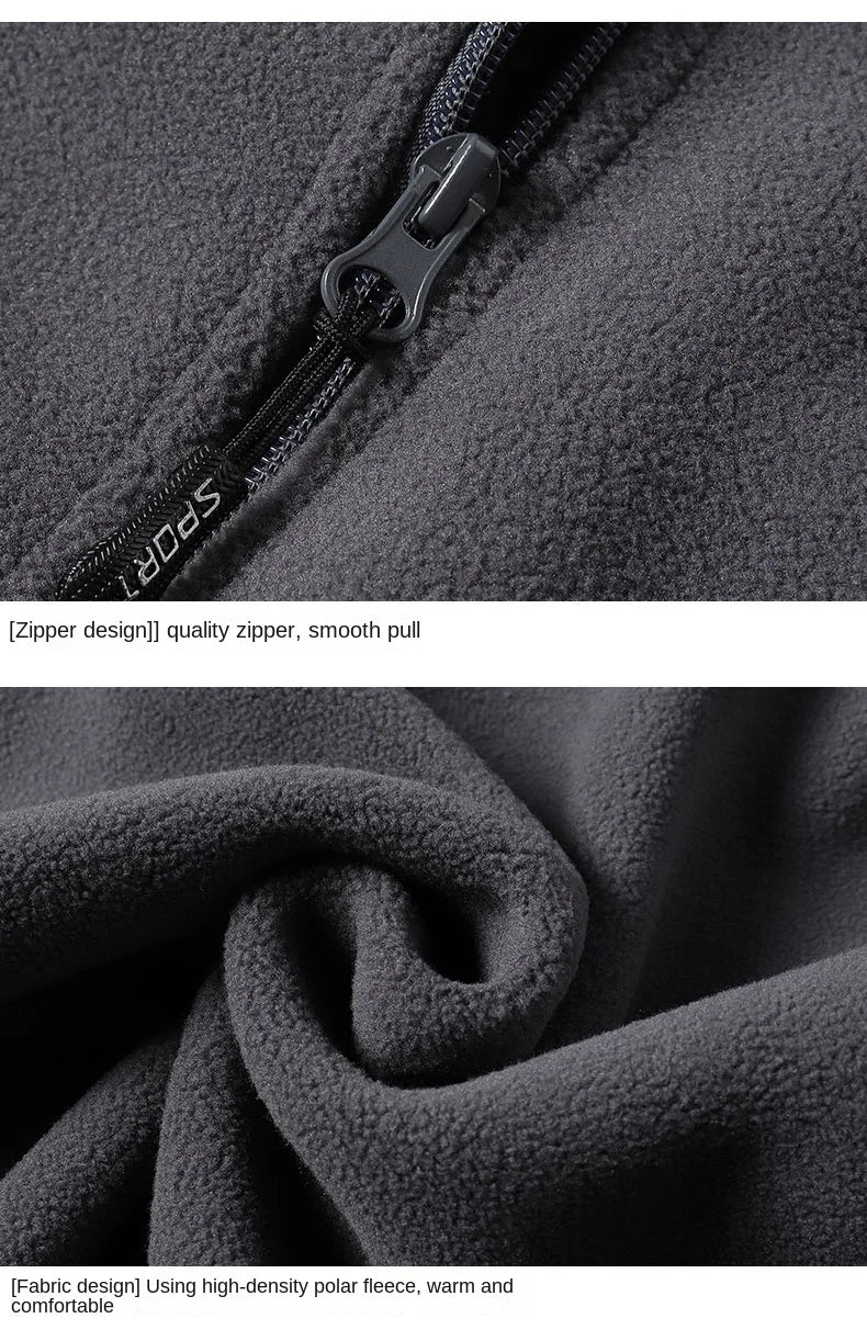 Winter fleece hiking jacket windbreaker for men Sportswear Wool lining thickened warm men's coat plus size overcoat