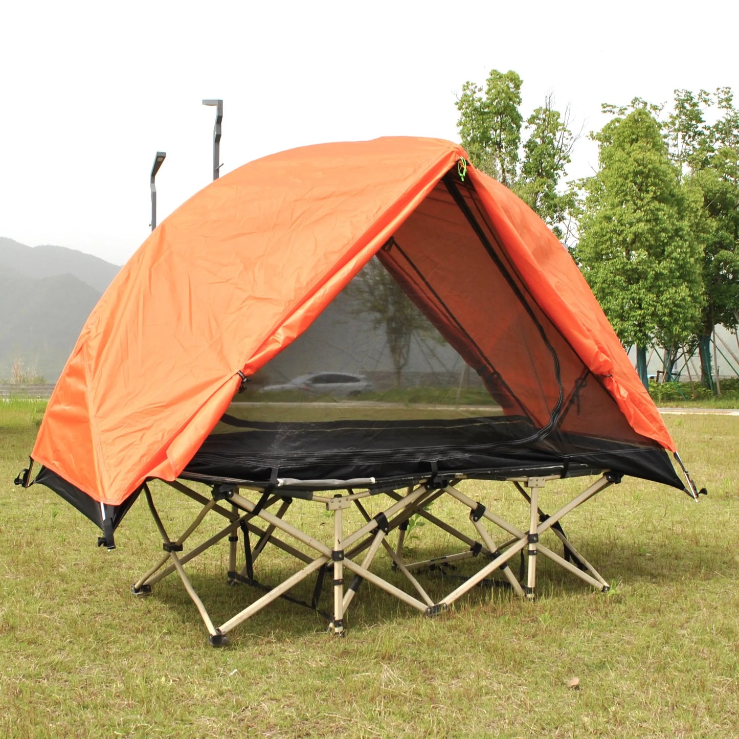 Waterproof and Windproof 1 Person Tent, Camping Tent,Aluminum Pole Backpacking Tent Can Be Cot Bed Tent Not Include the Bed