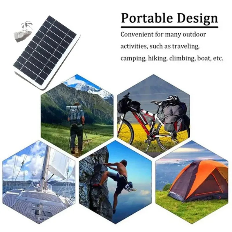 Portable Solar Panel 5V 2W Solar Plate With USB Safe Charge Stabilize Battery Charger for Outdoor Camping Home Power Bank Phone