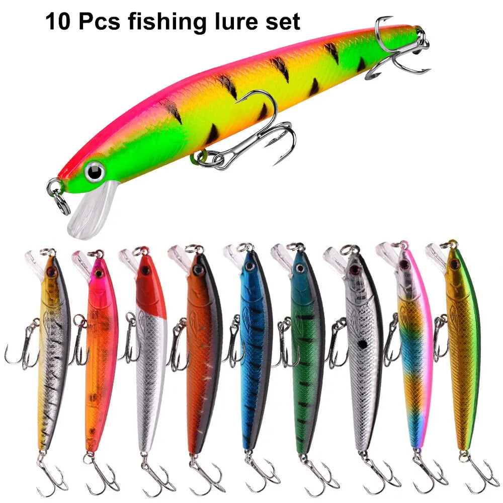 10 Pcs Fishing Lure Set Mini Fishing Hard Bait Minnow Floating Swing Crankbait Crazy Wobblers Artificial Bionic Crank Lures