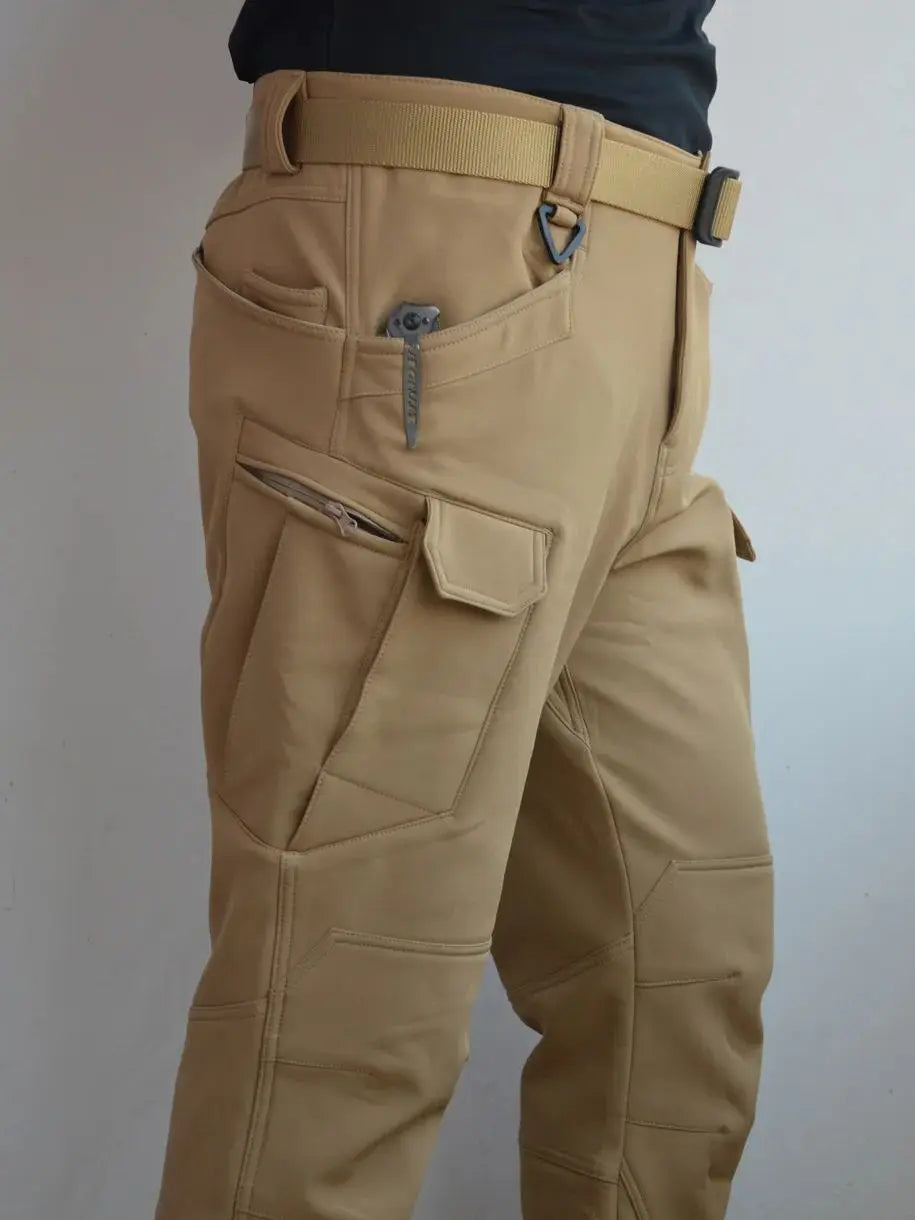 2024 Men Winter Waterproof Climbing SkiingTrekking Fleece Fishing Tactical Sharkskin Cargo Pants Jackets Camping Hiking Trousers