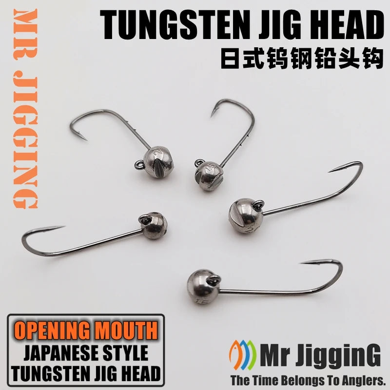 Mr JigginG Tungsten Jig Head 1g 1.5g 2g 2.5g 3g 3.5g 5.3g 7g 10g 14g Worm Hook for Soft Lure Tackle Fishing Accessories