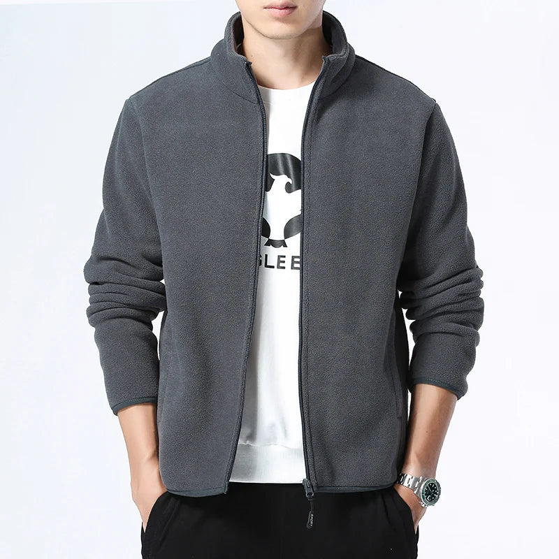 Winter fleece hiking jacket windbreaker for men Sportswear Wool lining thickened warm men's coat plus size overcoat