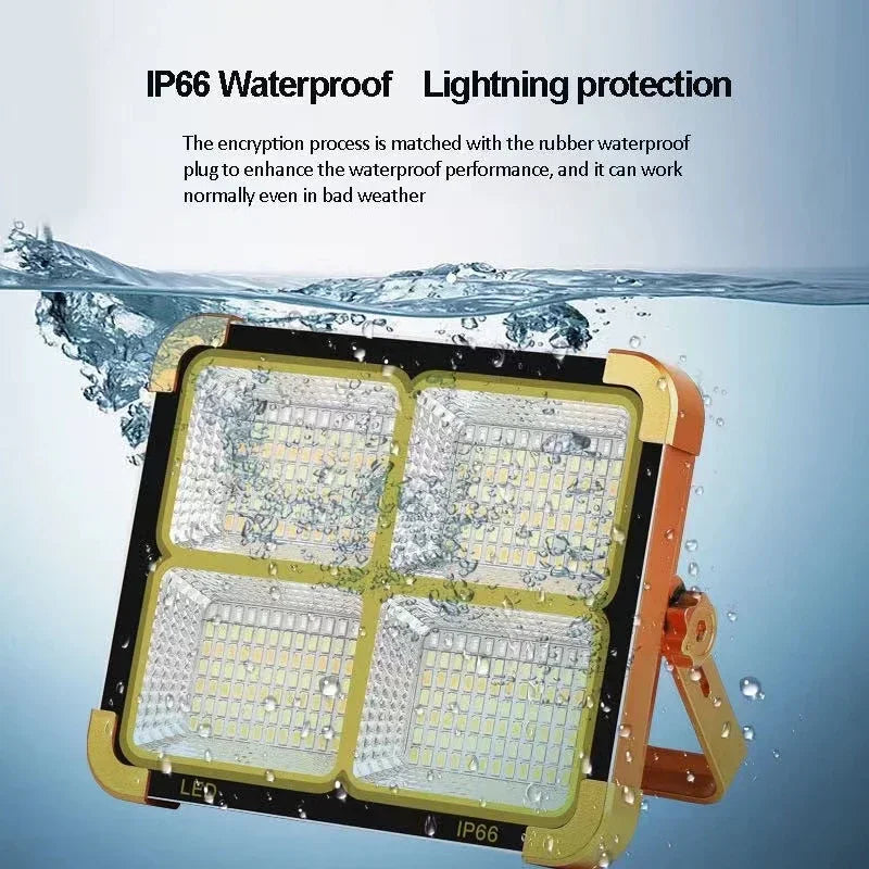 Solar Portable Camping Light with Stand, Battery Rechargeable Lamp, LED Cordless Flood Lights for Work, Emergency Power Failure