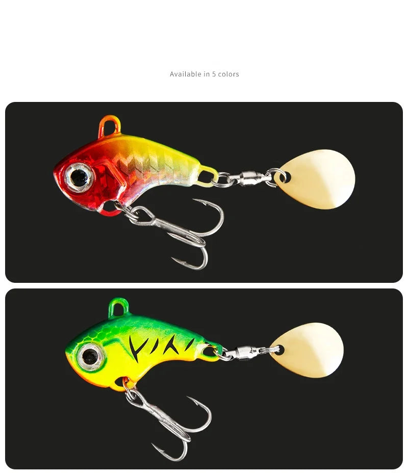 Fishing Lure Set 5pcs Wobble Rotating Metal VIB Vibration Bait Spinner Spoon Jig Sea Lures Artificial Hard Baits Sequins Tackle