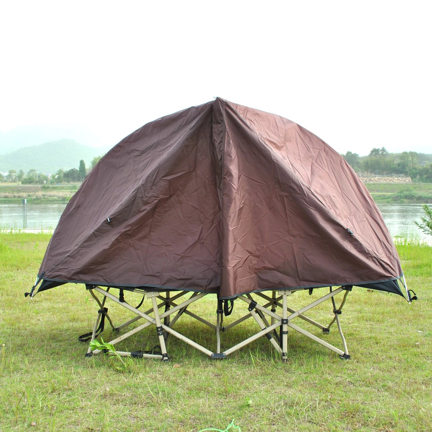 Waterproof and Windproof 1 Person Tent, Camping Tent,Aluminum Pole Backpacking Tent Can Be Cot Bed Tent Not Include the Bed