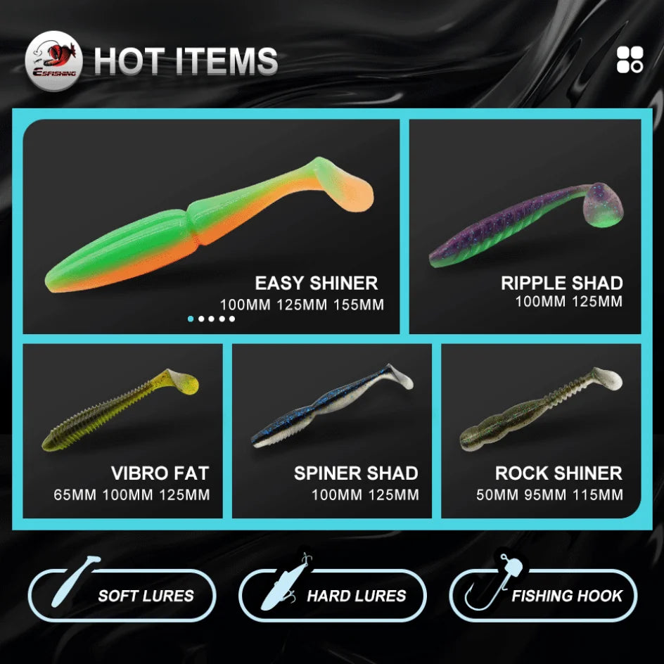 ESFISHING Worm Lures Ice Fishing Bait Soft Polaris 42mm 50pcs Sinking Lures Pesca Cheap Fishing Tackle Spinnerbait Ice Fishing