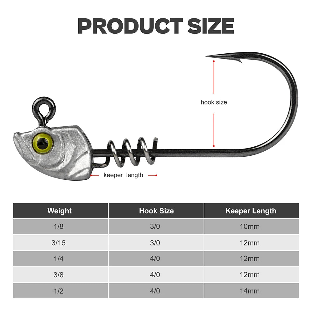 MrLurion 15pcs/Box 3.5g 5g 7g 10g 14g Screw lock jigging head fishing lure baits ,soft worm lure fishhook wobblers with 3D eyes