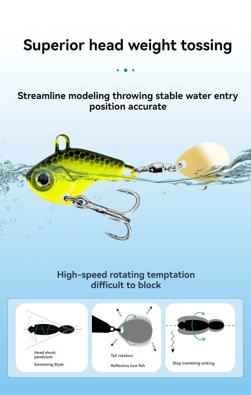 Fishing Lure Set 5pcs Wobble Rotating Metal VIB Vibration Bait Spinner Spoon Jig Sea Lures Artificial Hard Baits Sequins Tackle