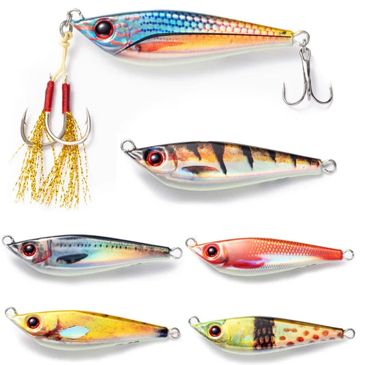 Fisher Town  Metal jig 20g40g60g80g 3D Print Laser slow jig Trout Sea Fishing Bait micro jig Sea Fishing Bait Jigging Lure Metal