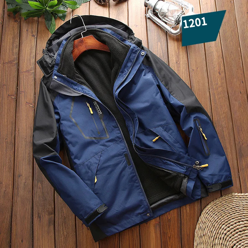 Winter 2 In 1 Warm Jacket Sportwear Ski Camping Coat Softshell Waterproof Outdoor Jacket Men Windbreaker Climbing Hiking Coats