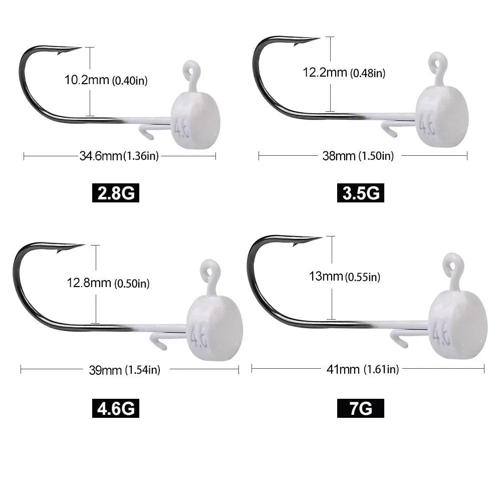 5pcs Fishing Hooks 2.8g 3.5g 4.6g 7g Ned Mushroom Head Jig Sharp Barbed Hook For Soft Worm Lures Jigging Fishing Tools