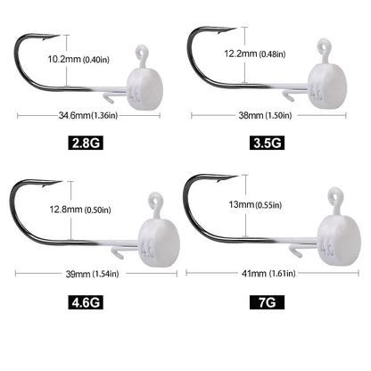 5pcs Fishing Hooks 2.8g 3.5g 4.6g 7g Ned Mushroom Head Jig Sharp Barbed Hook For Soft Worm Lures Jigging Fishing Tools