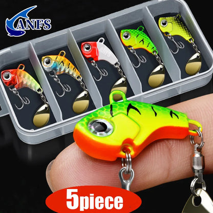 5piece fishing lure kit Metal VIB Artificial Bait Sinking Spinner Spoon Fishing Lures Jigs Fishing Tackle