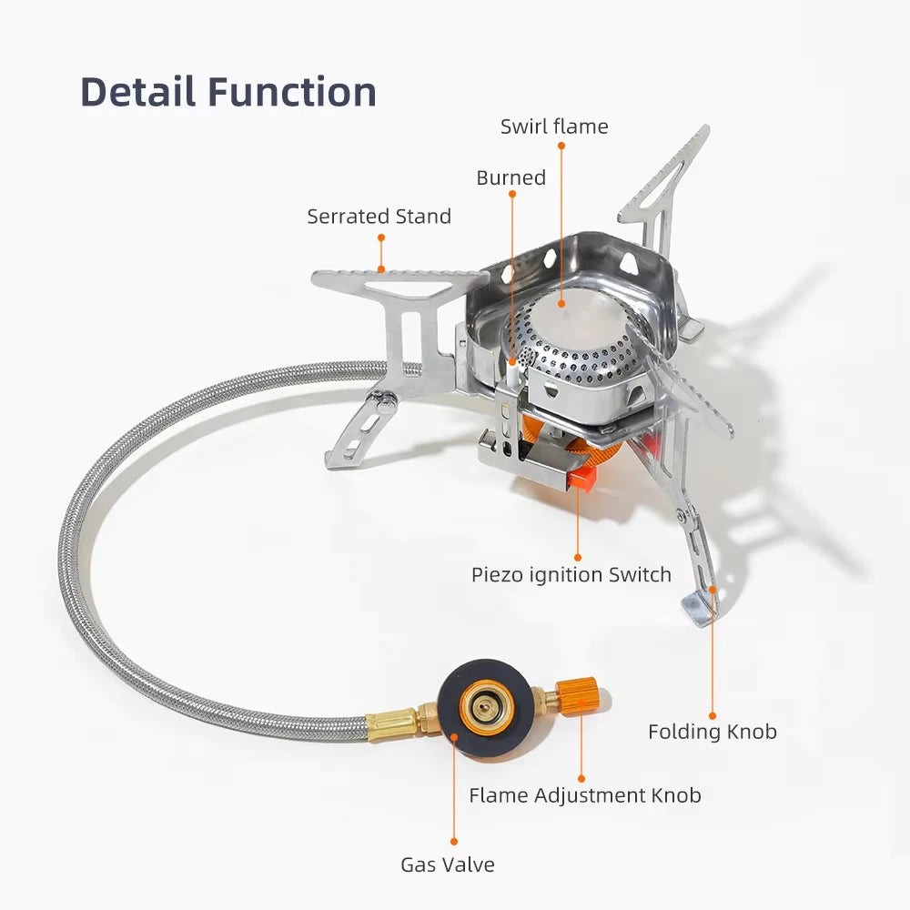 3000W Camping Gas Stove Picnic Burner Hiking Fishing Gas Burner Backpacking Small Furnace Outdoor Camp Travel Kitchen Cookware