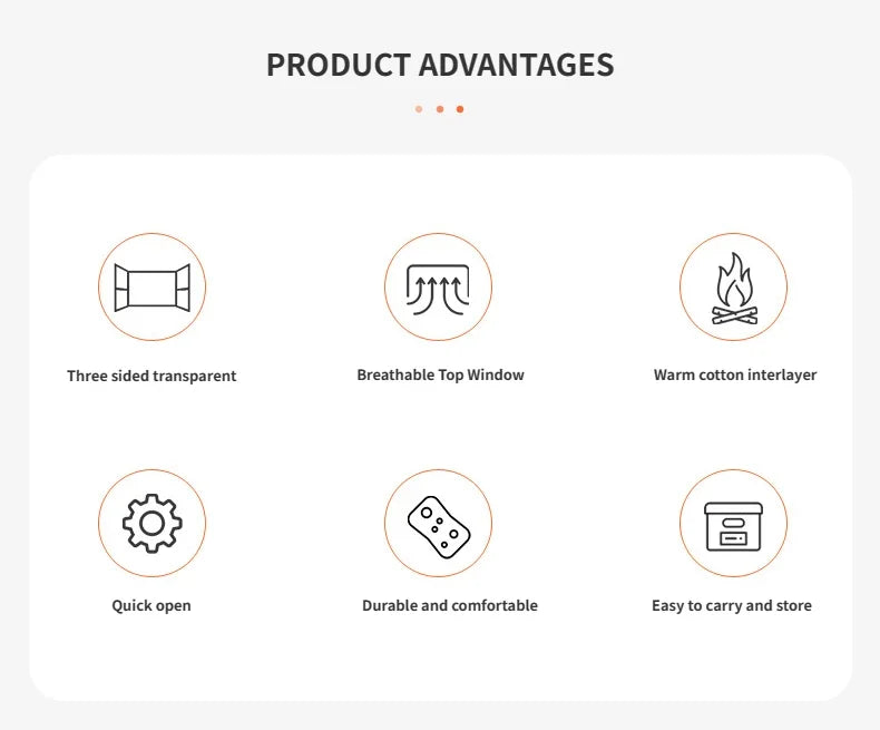 Portable Ice Fishing Shelter Easy Set-up Waterproof  Windproof Winter Tent for Outdoor Camping Hiking Cold Weather Protection