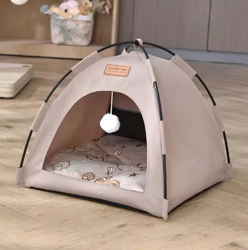 The pet tent is comfortable, breathable, scratch-resistant and wear-resistant, universal in all seasons, odorless and washable.