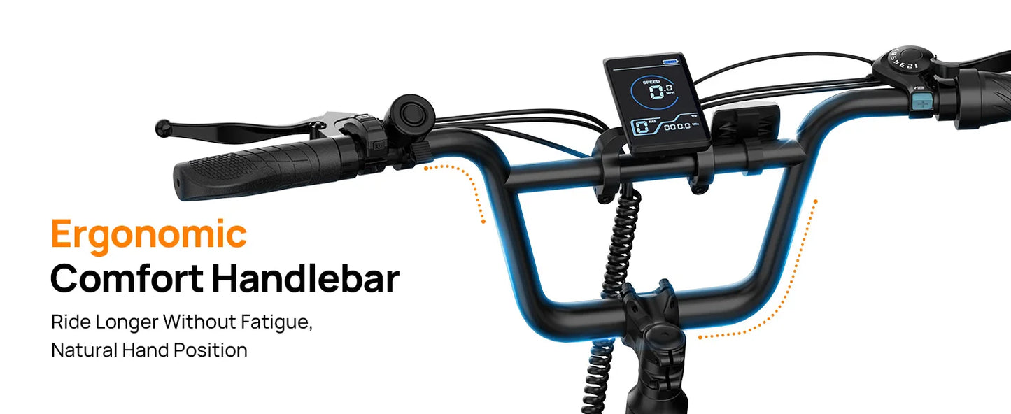 1000W E20 Electric Bike | 48V 13Ah Removable Battery, 20MPH, 20''X3" Fat Tire, 7-Speed Electric Bicycles with Dual Disc Brake