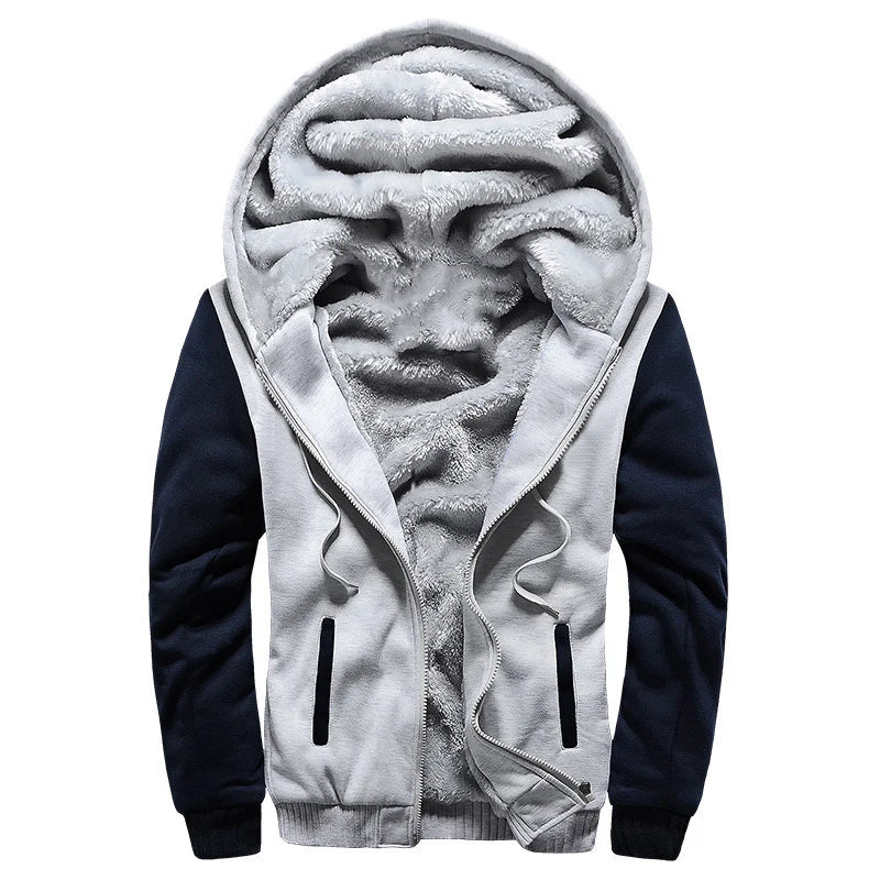 Winter Warm Sherpa Lined Coat for Men Heavyweight Plush Fleece Jackets Outwear Long Sleeve Zip Up Hoodie Sweatshirt Tops Outfits