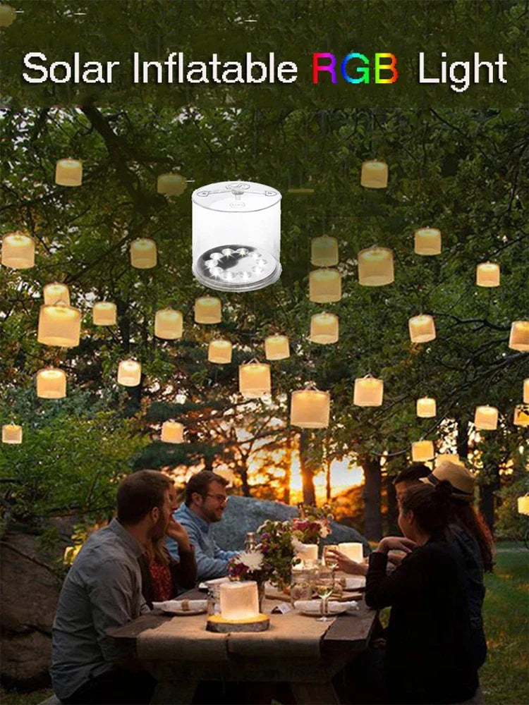 Solar Power Inflatable Camping Lights Outdoor LED Lamp Frosted Square Solar Panel Shed Light Emergency Hiking Lighting