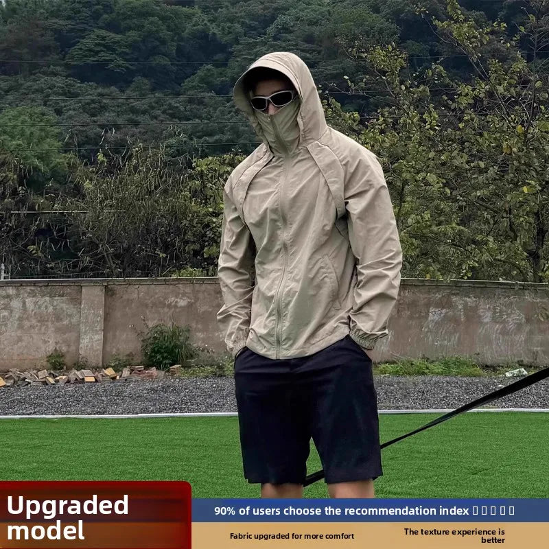 Ice Silk Hated Sun Protection Clothing Men's Summer Thin Breathable Outdoor Climbing Suit Workwear Jaet Loose Fit Casual En...