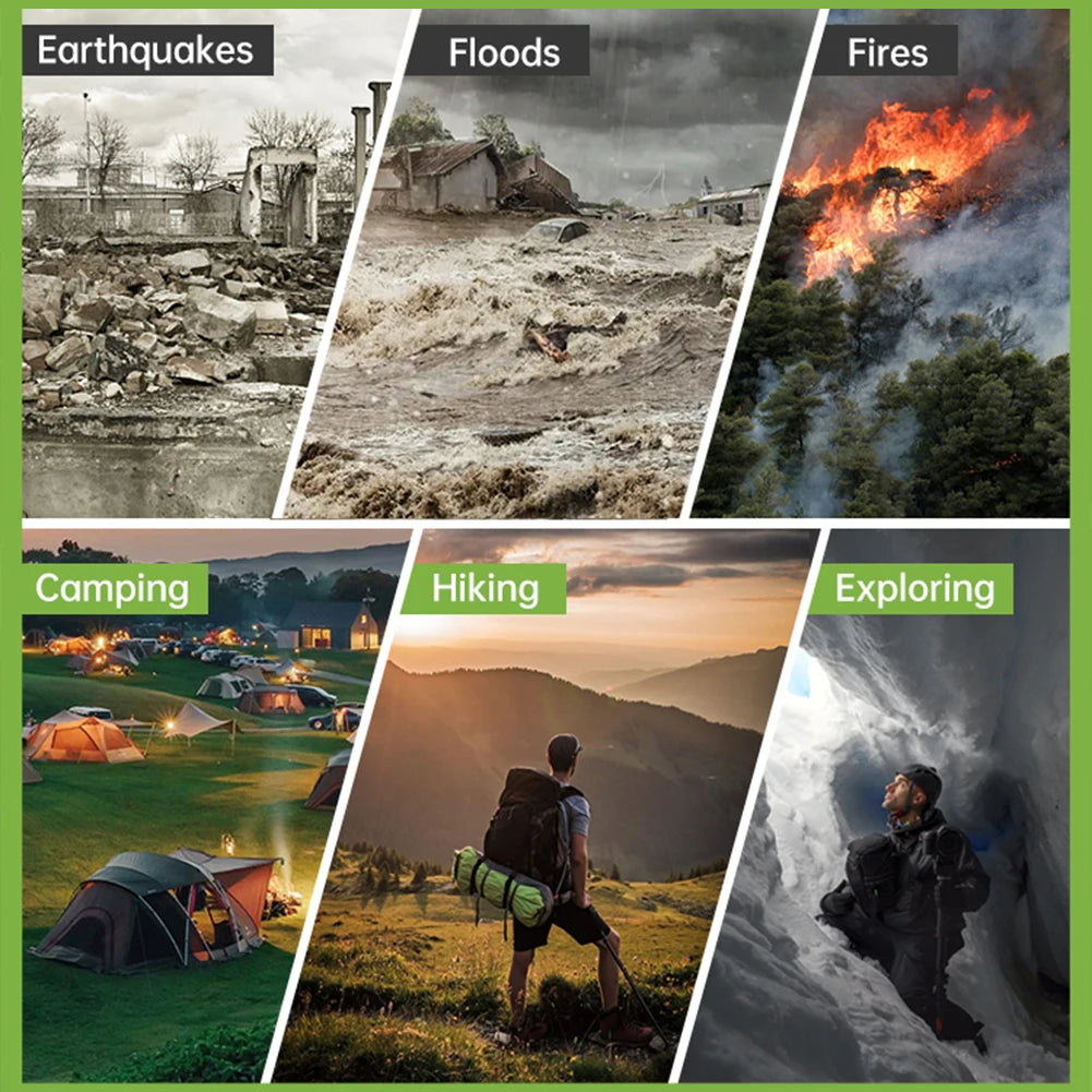 Solar Power Emergency Outdoor Camping AM/FM/NOAA Weather Radio Hand Crank Generator Radio with Flashlight Power Bank SOS Alarm