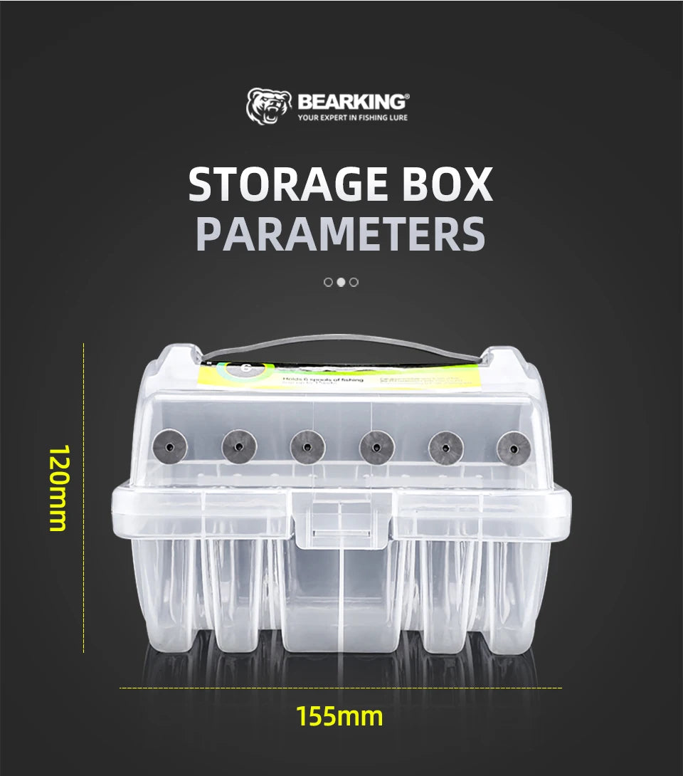 BEARKING Fishing Tackle box 6 Compartments Fishing Accessories Line Hook Storage Case Double Sided Fishing Tool organizer boxes