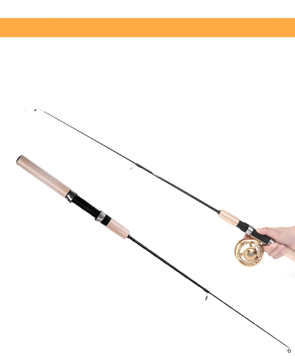 FISH KING Ice Fishing Rod Winter Short Fiber Telescopic Pole Portable Fish Trackle Accessories for Freshwater Saltwater