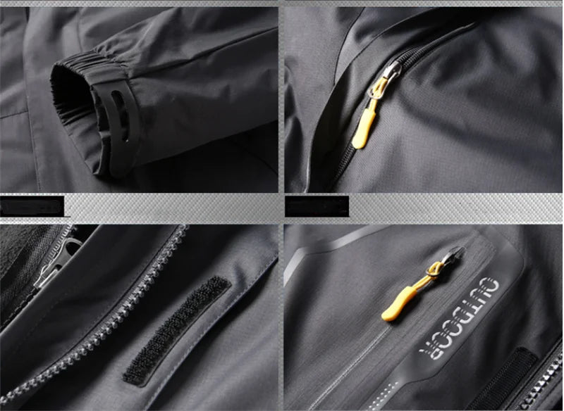 Winter 2 In 1 Warm Jacket Sportwear Ski Camping Coat Softshell Waterproof Outdoor Jacket Men Windbreaker Climbing Hiking Coats