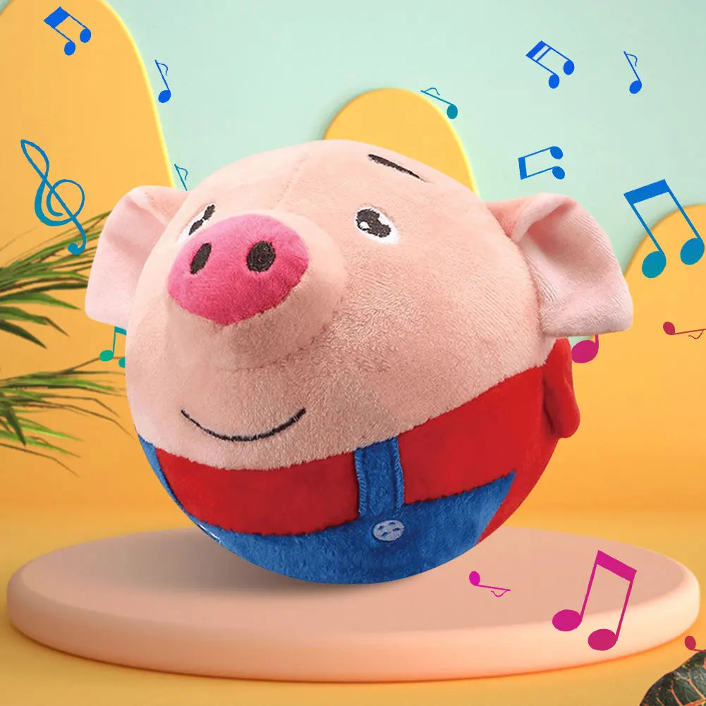 Cartoon Pig Active Moving Pet Plush Toy Washable Talking Moving Dog Ball Toy Pet Bouncing Balls for Dogs Cats