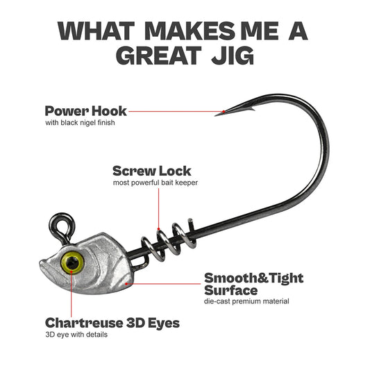 MrLurion 15pcs/Box 3.5g 5g 7g 10g 14g Screw lock jigging head fishing lure baits ,soft worm lure fishhook wobblers with 3D eyes