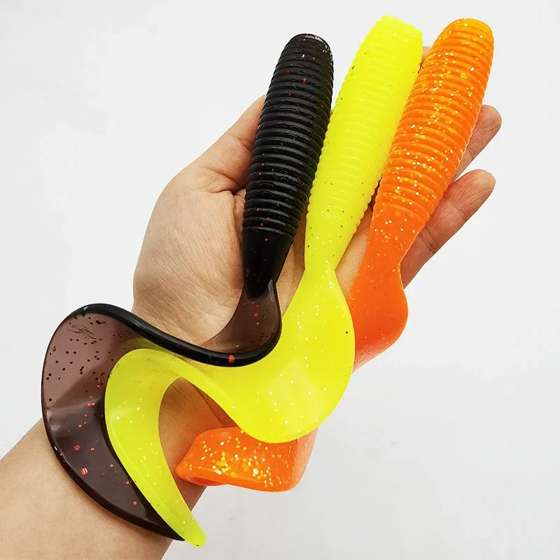 2 Pcs Fishing Lures  165mm/6.5in/52g Soft Artificial Bait Lures Bass Tail Fishing Gear