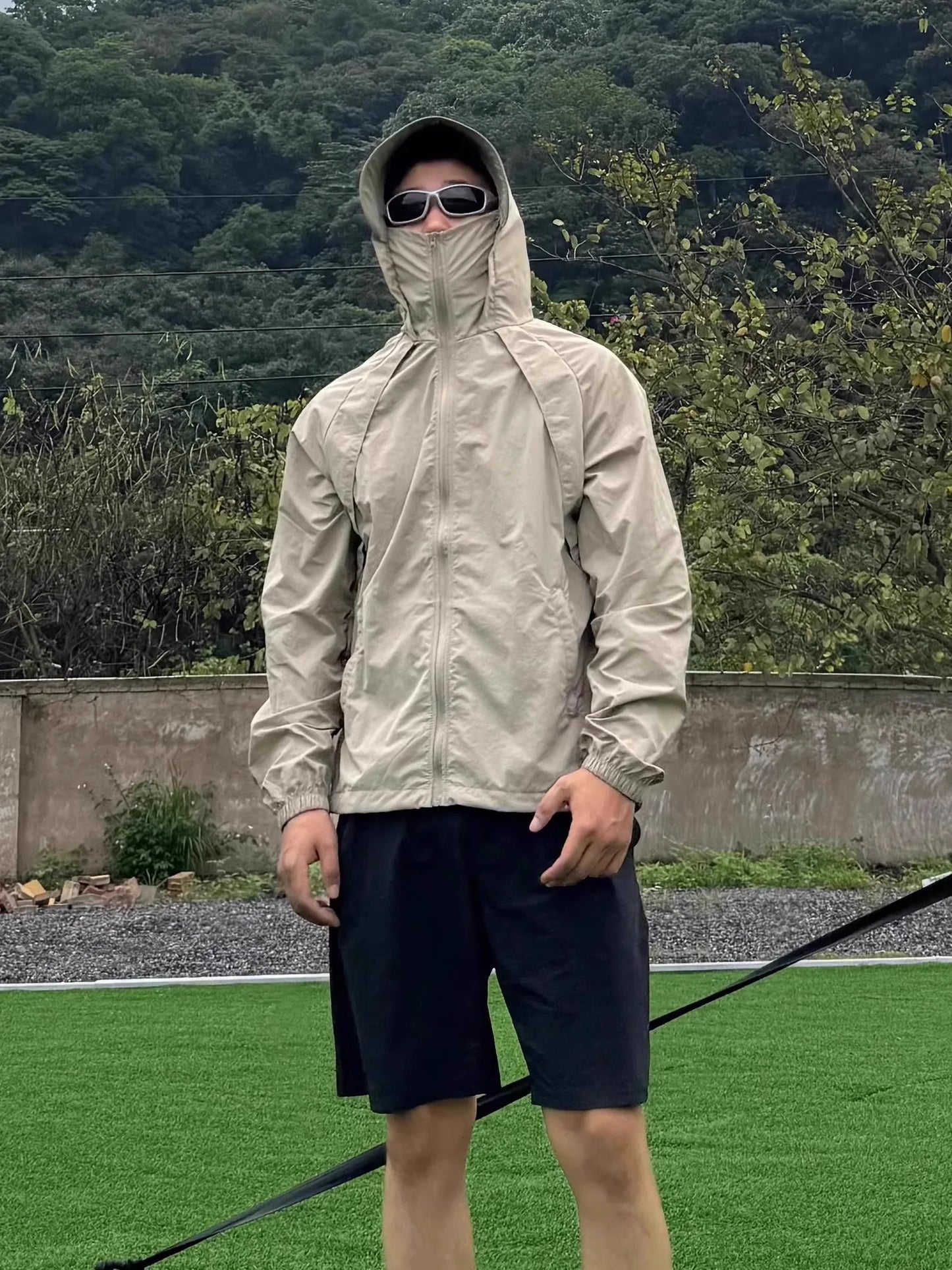 Ice Silk Hated Sun Protection Clothing Men's Summer Thin Breathable Outdoor Climbing Suit Workwear Jaet Loose Fit Casual En...