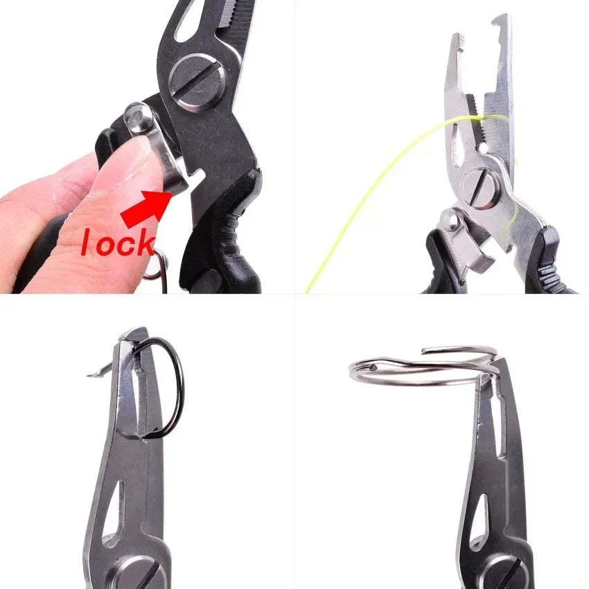 Fishing Pliers Grip Fishing Tackle Gear Hook Recover Cutter Line Split Ring Fishing Accessories Use Tongs Multifunction Scissors